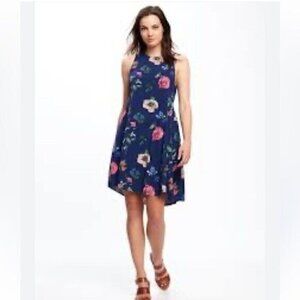 Old Navy Floral Sundress Small Sleeveless V-Neck Blue NWD As Is Defect